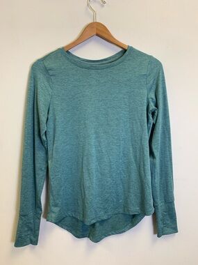 Apana Heathered Teal Long Sleeve Crewneck Tee